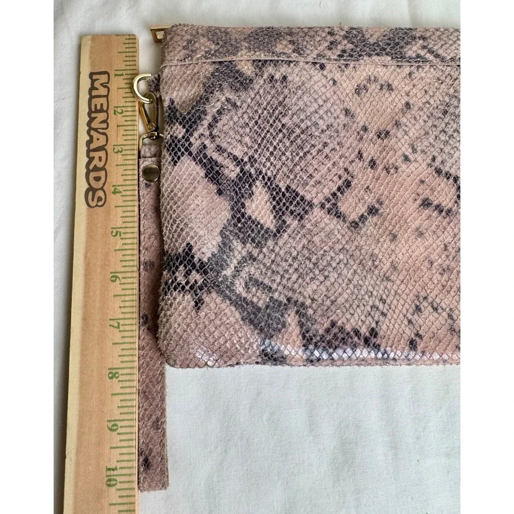 Mob Wife Laura Di Maggio Italy Suede Snakeskin‎ Embossed Leather Clutch Bag